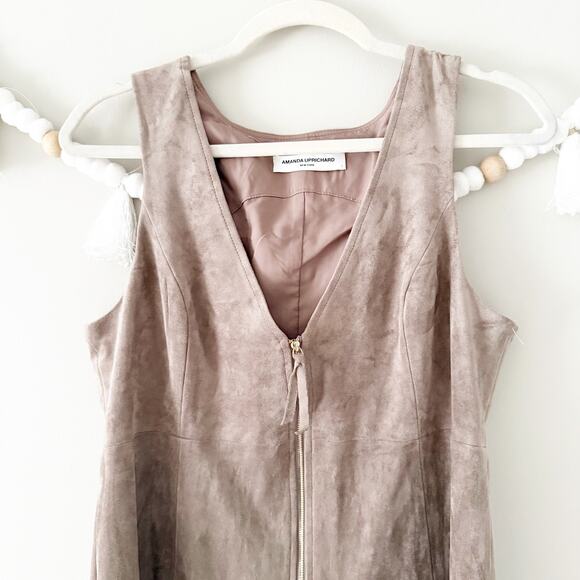 NEW Amanda Uprichard Collin Dress Plunging V Neck Taupe Size Large - Picture 5 of 5